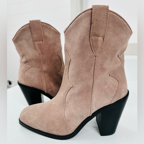 Jeffrey Campbell Jument Rose Suede Western Cowgirl Square Boots - Picture 2 of 11